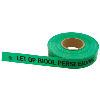 product visual Waarsch.Band:Riool/Persl. Groen Rol=250m