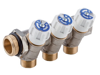 product visual Manifold 3/4"with valves x3 ports 1/2"