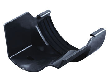 product visual Osma RoundLine connector to 4.5" cast iron ogee gutter left-hand 112mm black