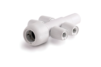 product visual Hep2O 4 port manifold socket and closed spigot 22x10mm white