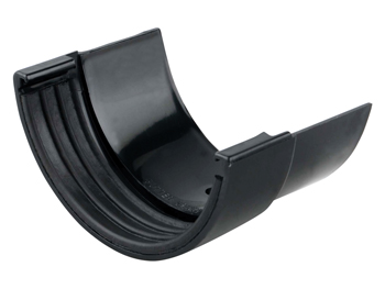 product visual Osma RoundLine connector to 4/4.5" cast iron half-round gutter 112mm black