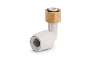 product visual Hep2O Bent Tap Connector  90° With Brass Nut 1/2"x15mm White