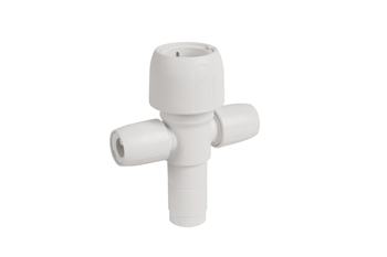 product visual Hep2O 2 port manifold socket and closed spigot 22x10mm white